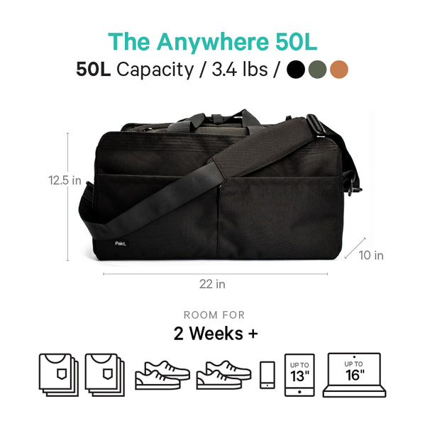 The convertible 50L duffel or backpack