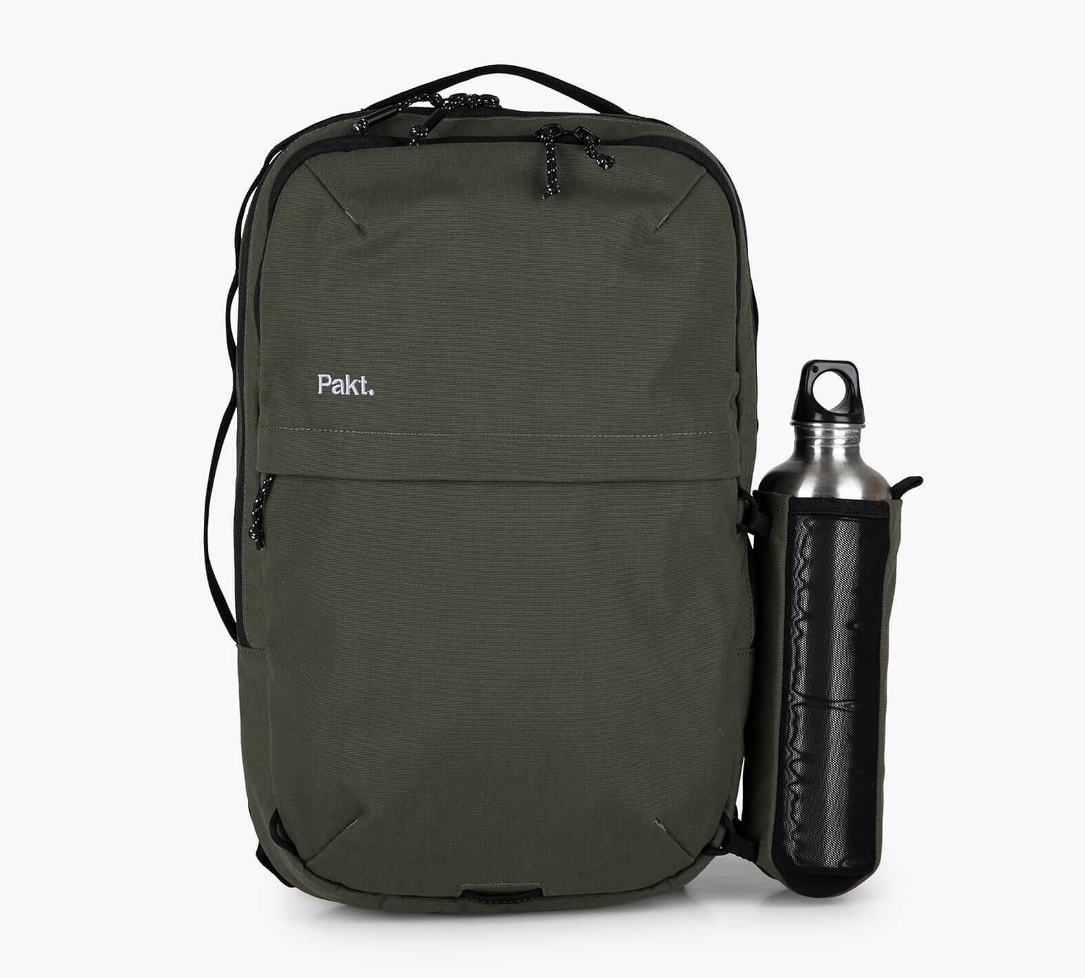 Green sling backpack with water bottle holder